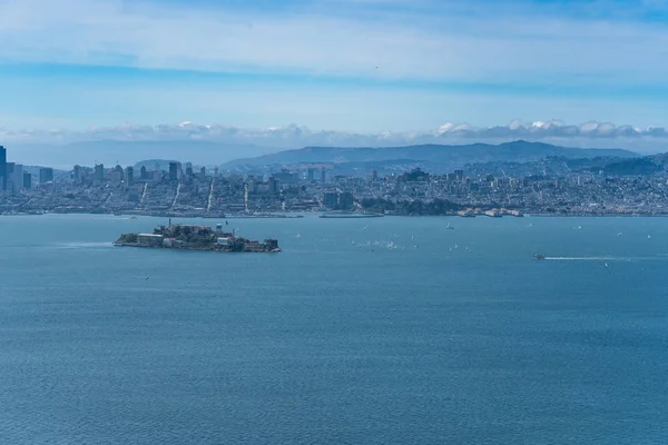 San Francisco Alcatraz Island Sett Fra Angel Island Bukta – stockfoto