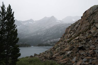 Alpine rainstorm fall over South Lake in the Sierra Nevada near Bishop, California clipart