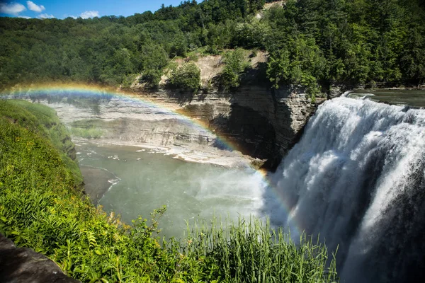 Καταρράκτης Στο Letchworth Πάρκο Καλοκαίρι Βόρεια Της Πολιτείας Της Νέας — Φωτογραφία Αρχείου