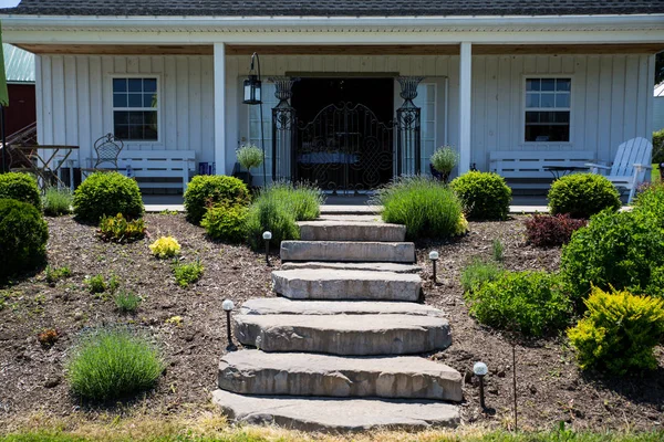 Pasarela Frontal Una Linda Granja Rural Norte Del Estado Nueva — Foto de Stock