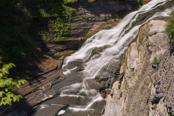 Hermosa Cascada Verano Región Los Lagos Dedo Nueva York Cerca — Foto de Stock