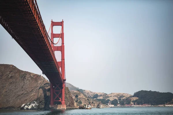 Golden Gate Bridge in San Francisco on a hazy summer day with no clouds