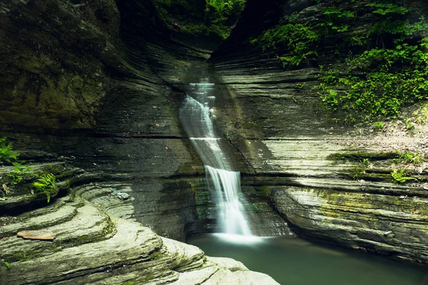 Vattenfall Dolda Gorge New York Sommar — Stockfoto