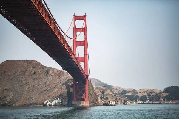 Golden Gate Bridge in San Francisco on a hazy summer day with no clouds