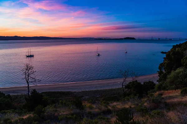 Luz Del Amanecer Colores Angel Island Mirando Hacia Este — Foto de Stock