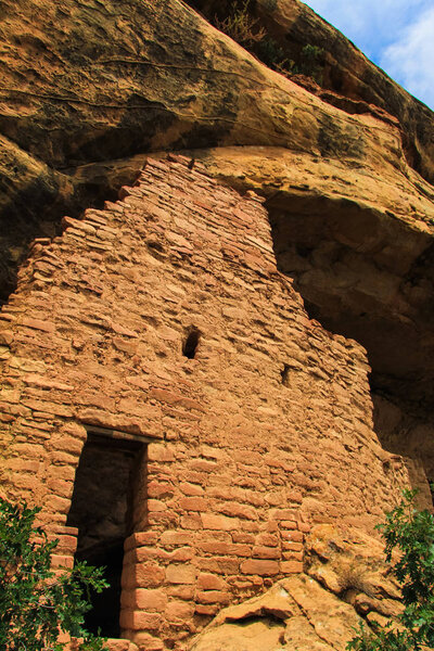 Buildings and ruins of the ancient Pueblo cliff city of Mesa Verde in Colorado