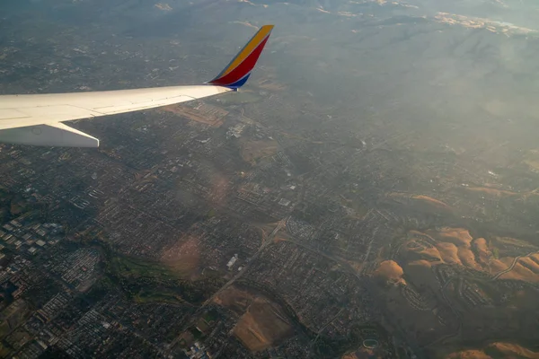 Vista Aérea San José California Amanecer Desde Avión Pasajeros —  Fotos de Stock