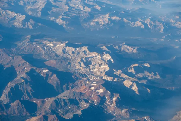 Vista Aérea Las Montañas Sierra Nevada Llenas Humo Fuego California —  Fotos de Stock