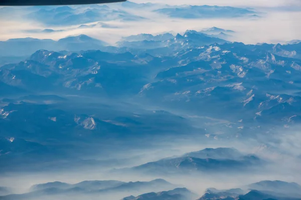 Vue Aérienne Des Montagnes Sierra Nevada Remplies Fumée Feu Californie — Photo