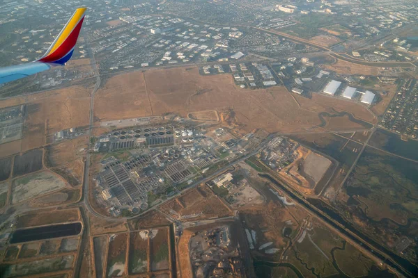 Vista Aérea San José California Amanecer Desde Avión Pasajeros —  Fotos de Stock