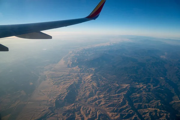 Aerial view of East Bay Area, California at sunrise shot from an airliner