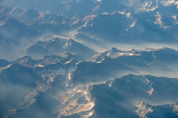 Vue Aérienne Des Montagnes Sierra Nevada Remplies Fumée Feu Californie — Photo
