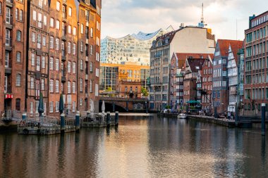 Hamburg-Almanya-15 Temmuz 2018: Hamburg filarmonisi farklı bir perspektiften