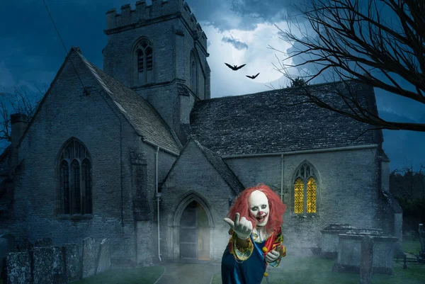 Ein Abstraktes Halloween Bild Eines Clowns Der Den Betrachter Vor — Stockfoto