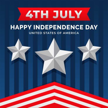 ABD Bağımsızlık Günü, Amerika Bağımsızlık Günü, 4 Temmuz. Vektör illüstrasyonu