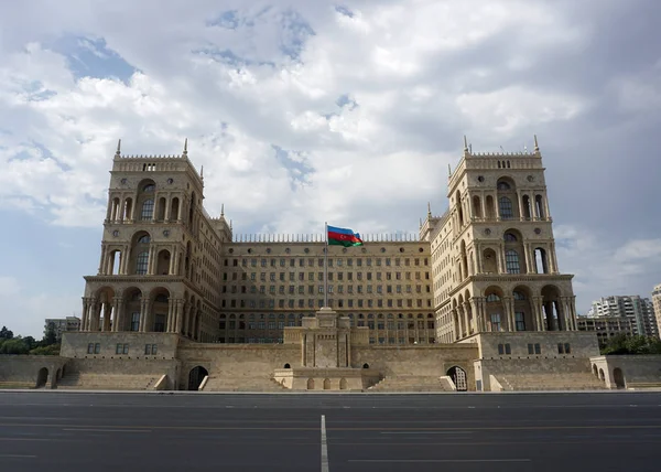The Government House in Baku with waving Azerbaijani Flag.