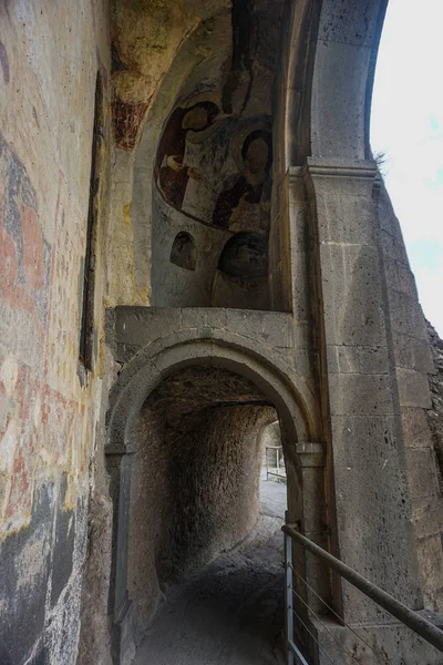 Iglesia Cueva Vardzia Estilo Georgiano Antiguo Fresco Pared Roca — Foto de Stock