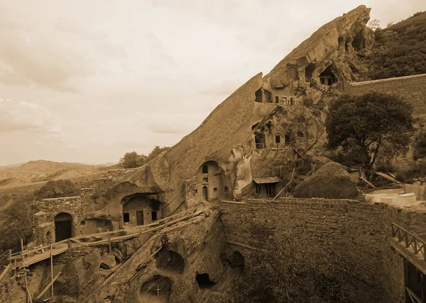 Μονή Τοίχου David Gareja Σπηλιά Τόνο Σέπια Εφέ — Φωτογραφία Αρχείου