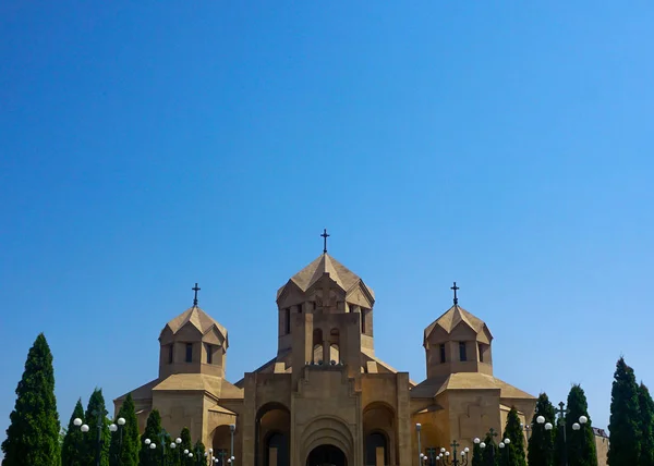 Yerevan Saint Gregory Catedral Iluminador Fora Com Luzes Rua — Fotografia de Stock