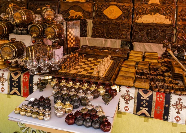Armenian Souvenirs Wooden Chess Board Pomegranates and Wine Jars