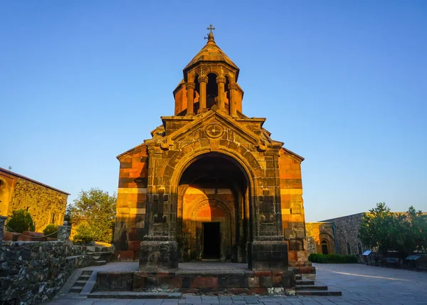 Igreja Mosteiro Khor Virap Vista Frontal Pitoresca Pôr Sol Verão — Fotografia de Stock