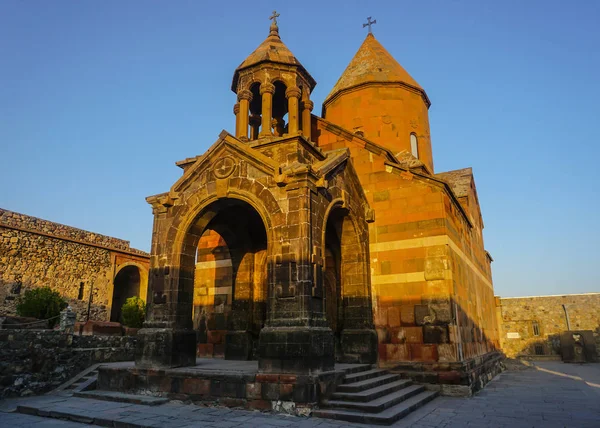 Igreja Mosteiro Khor Virap Vista Pitoresca Pôr Sol Verão Com — Fotografia de Stock