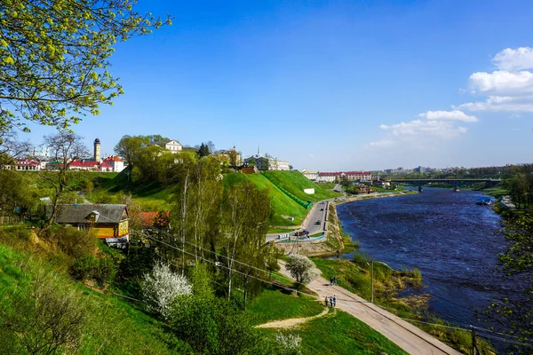 Mostu Rzece Niemen Grodno Stary Nowy Zamek Widok — Zdjęcie stockowe