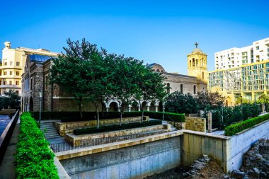 Beyrut Saint George Yunan Ortodoks Katedrali mavi gökyüzü arka plan