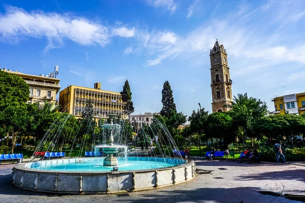 Tripoli Sultan Abdul Hamid Clock Tower Fountain Park View — Stock Photo, Image