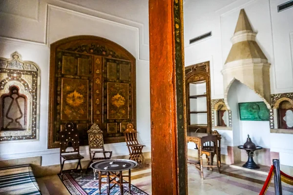 Pokoj Pro Hosty Malebné Dřevěné Interiérové Obývací Bejtuddínu Palace — Stock fotografie