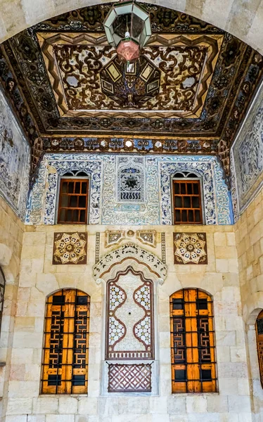 Quarto Teto Interior Madeira Pitoresca Palácio Beiteddine — Fotografia de Stock