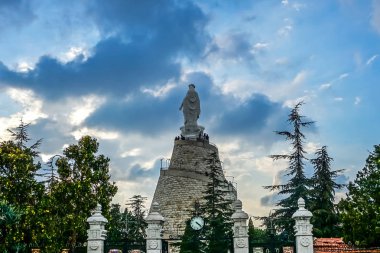 Harissa Our Lady Lübnan Marian tapınak hac sitesi anıt arkadan görünüm