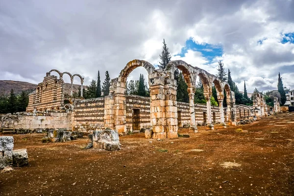 Anjar Citadel Historical Landmark Arched Bows Pillars Main Passage — Stock Photo, Image