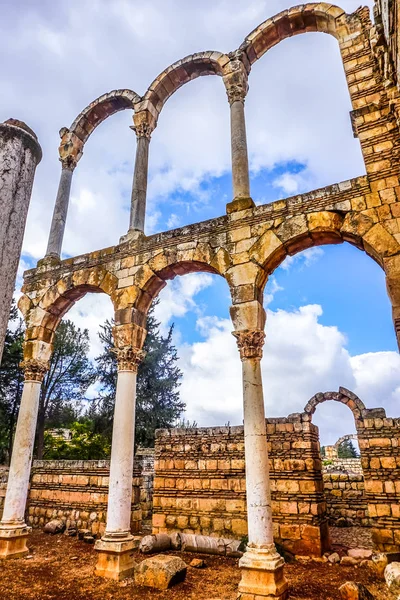 Anjar Citadel Marco Histórico Arcos Arqueados Vários Níveis Pilares Com — Fotografia de Stock