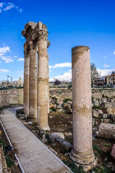Pilares Baalbek Marco Histórico Templo Baco Deus Romano Vinho — Fotografia de Stock