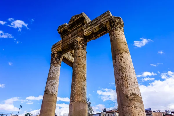 Pilares Baalbek Marco Histórico Templo Baco Deus Romano Vinho — Fotografia de Stock