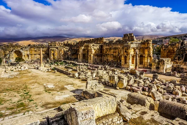 Baalbek Historiska Landmärke Templet Bacchus Romare Gud Vin Ruiner Fyrkantig — Stockfoto