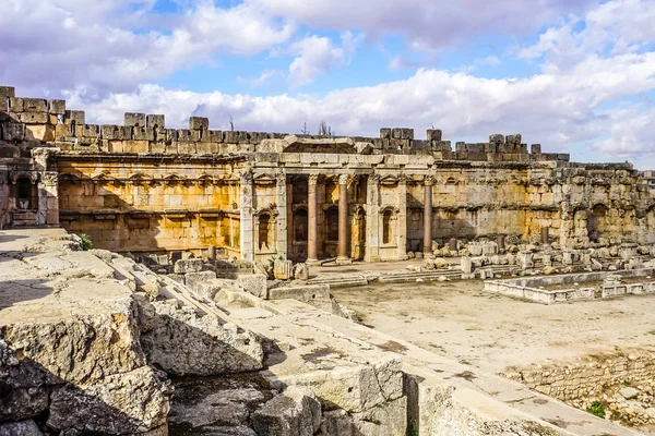 Baalbek Historiska Landmärke Templet Bacchus Romare Gud Vin Pelare Väggar — Stockfoto