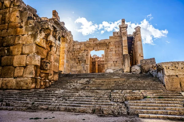 Baalbek Marco Histórico Templo Baco Deus Romano Vinho Cima — Fotografia de Stock