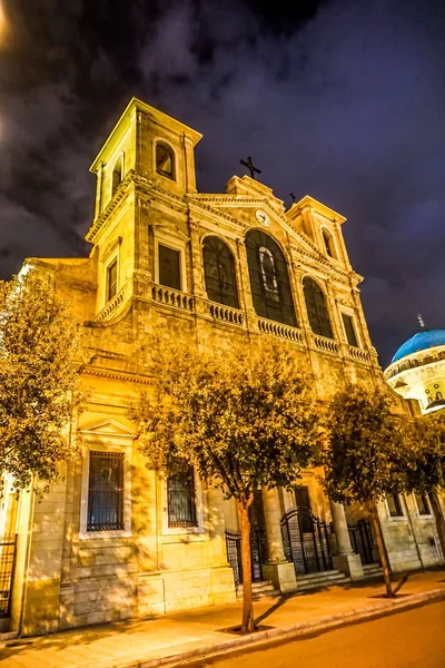 Beirut Saint Georges Maronite Cathedral Illuminated at Night