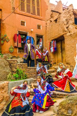 Abyaneh Heritage Village Performing Young Iranians Wearing Traditional Persian Clothes clipart
