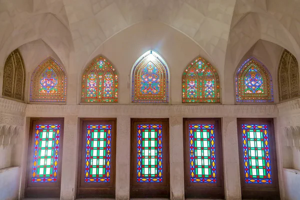 Kashan Boroujerd Casa Histórica Ornamento Colorido Vidro Janelas — Fotografia de Stock