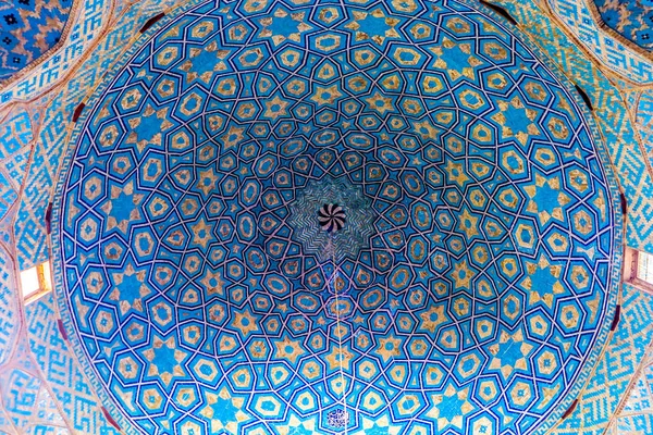 Yazd Masjid Jameh Mosque Ceiling Blue Tiles Ornament Dome — Stock Photo, Image