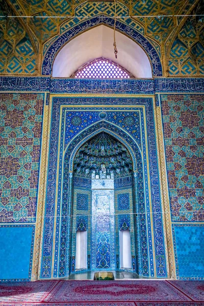 Yazd Masjid Jameh Moskén Mihrab Med Blå Kakel Prydnad — Stockfoto