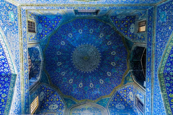 Isfahan Masjed Jadid Abbasi Shah Grande Moschea Reale Piastrelle Blu — Foto Stock