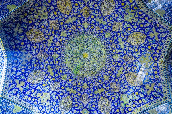 Isfahan Masjed Jadid Abbasi Shah Grande Mesquita Real Teto Com — Fotografia de Stock