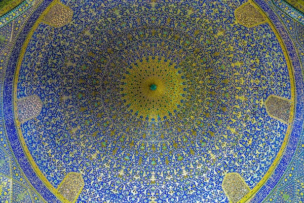 Isfahan Masjed Jadid Abbasi Shah Grande Moschea Reale Soffitto Con — Foto Stock