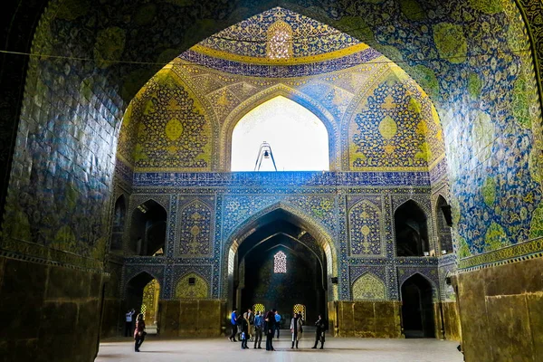 Ισφαχάν Masjed Jadid Abbasi Shah Μεγάλη Βασιλική Τζαμί Ακτίνες Φωτισμένη — Φωτογραφία Αρχείου