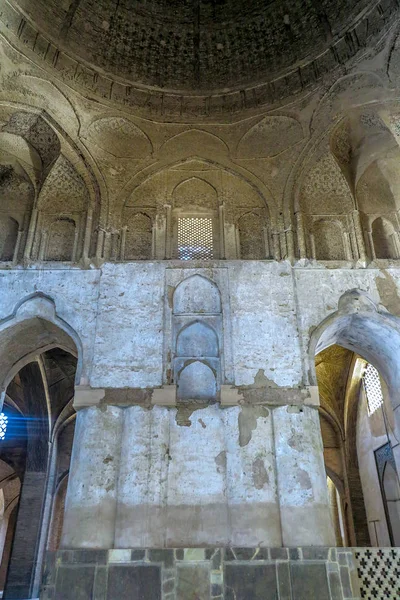 Parede Tijolo Mesquita Isfahan Masjed Jameh Com Arcos Arqueados Janelas — Fotografia de Stock