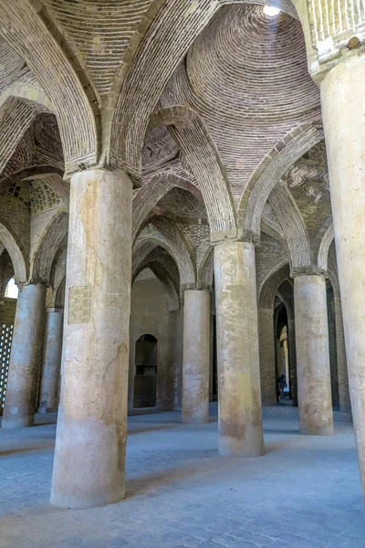 Isfahan Masjed-e Jameh Mosque Prayer Hall Pillars with Brick Ceiling